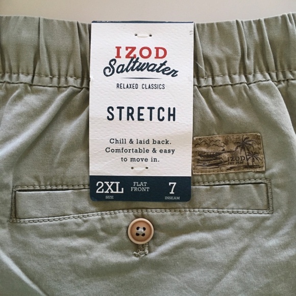 lZOD Saltwater Relaxed Classics Shorts Beige Mens Sz 2XL Elastic Waist Stretch - Picture 6 of 15